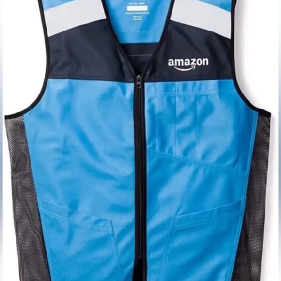 Amazon Flex / DSP Blue reflective safety Zip-Up Delivery Driver Vest 4 XL / 5 XL - Picture 5 of 7